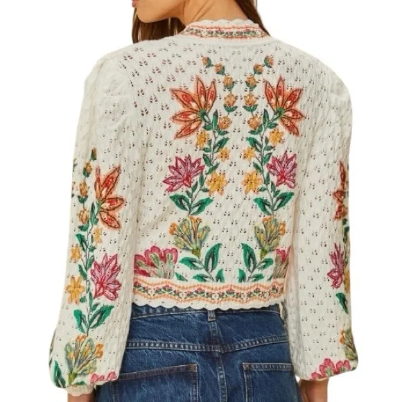 Farm Rio Off-White Garden Delight Knit Cardigan NWT - Picture 2 of 14